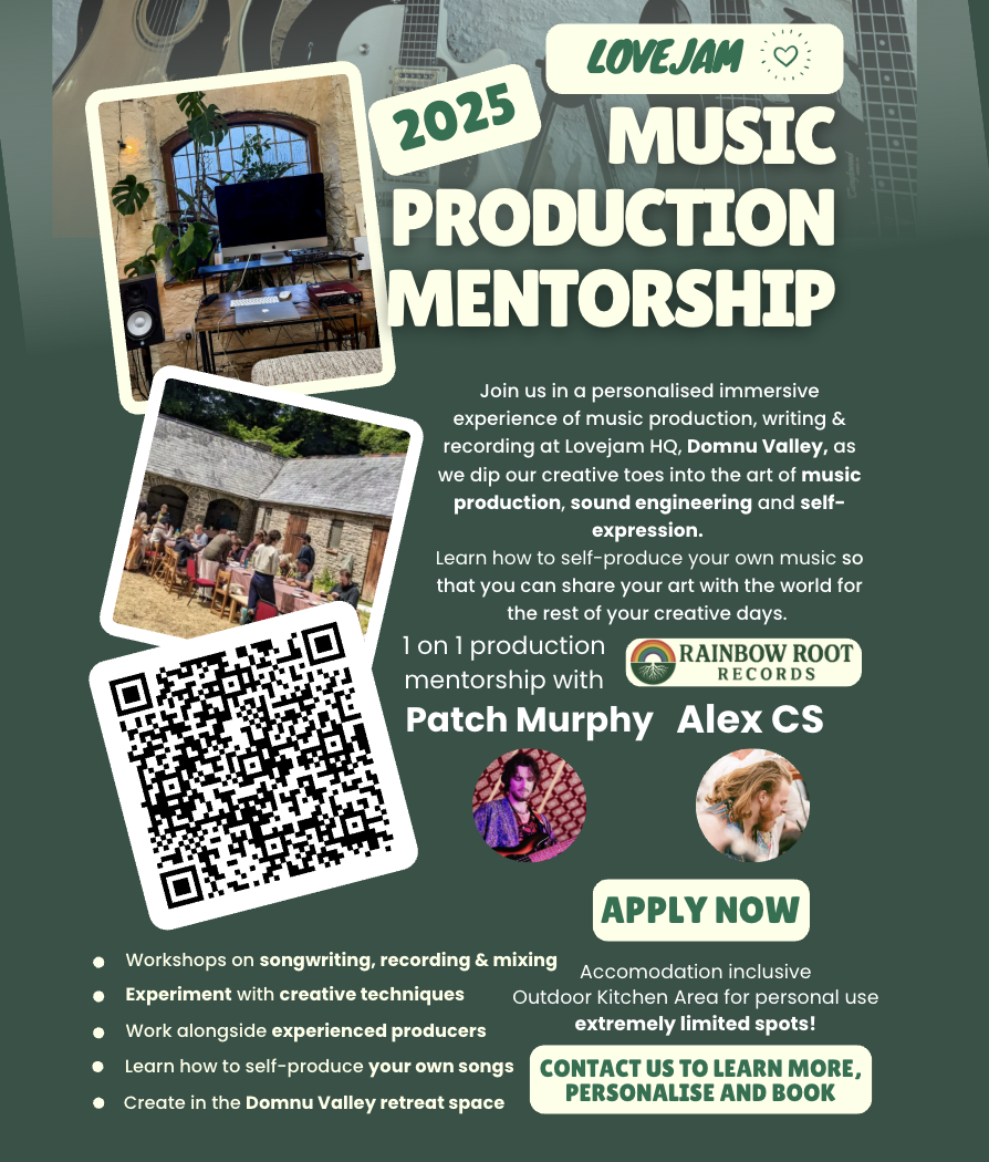 Rainbow Roots x Lovejam Music Production Mentorship flyer